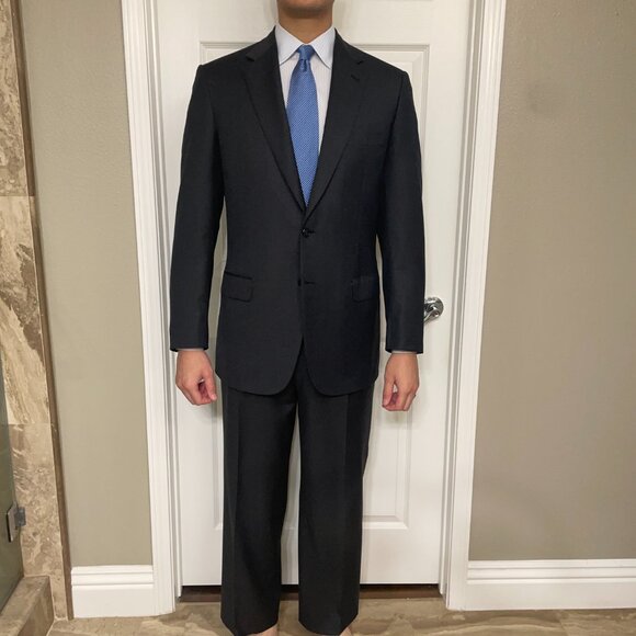 BRIONI PARLAMENTO/SIGMA Charcoal Two-Piece 100% Wool Two-Button Twill Suit - Picture 6 of 10